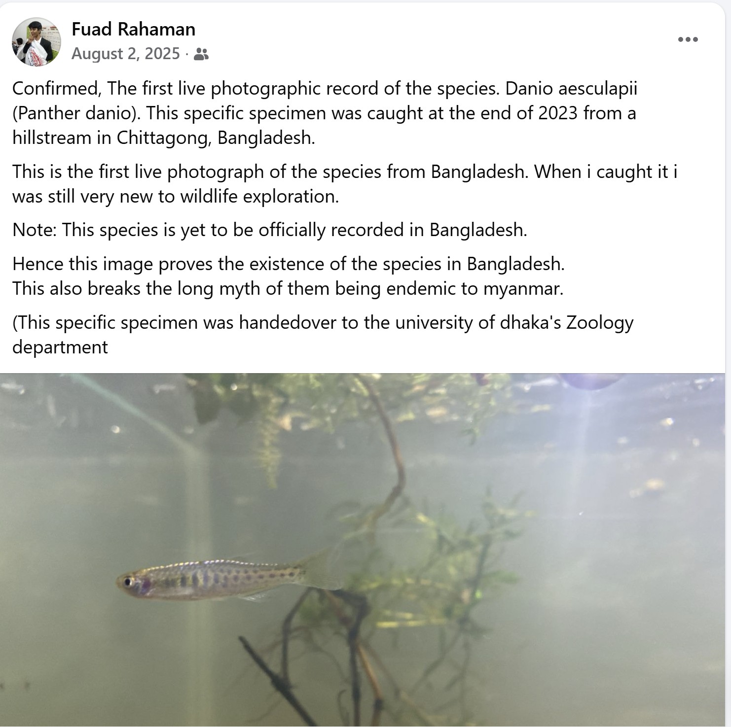 ফুয়াদ রহমানের ফেসবুক পোস্ট থেকে